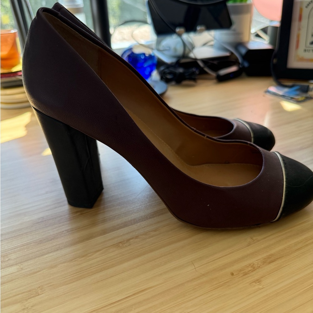 J. Crew Burgundy and Brown Heels